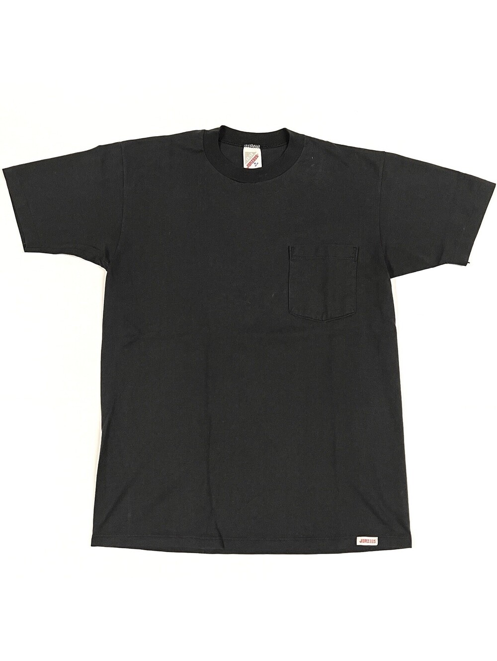 Vintage Jerzees Pocket T Shirt Sz M Black 50/50 Cotton/Poly 20”x26.5” USA 90s